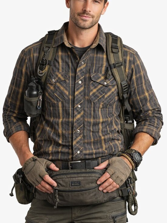 Kuhl Other - KUHL Eluxur Long Sleeve Pearl Snap Button Down Shirt Black Gold Men's Medium